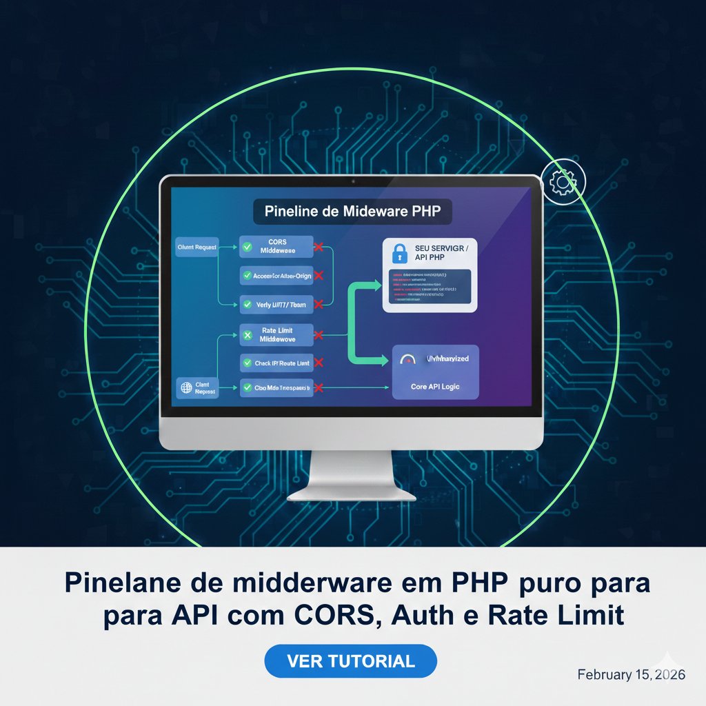 Middleware em PHP puro: como estruturar (Auth, CORS, Rate Limit, JSON) sem framework