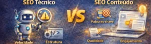 SEO técnico vs SEO de conteúdo: qual é mais importante para ranquear no Google?